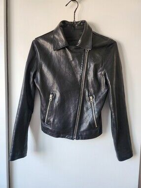 Roots Soft Black Leather Moto Jacket